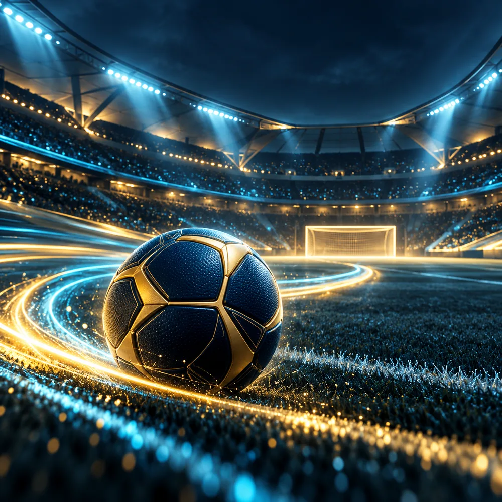 Abstract football pitch under match-night lights